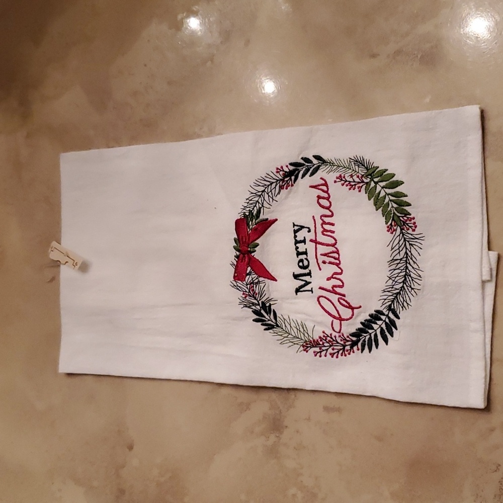 Embroidered Christmas Hand Towel